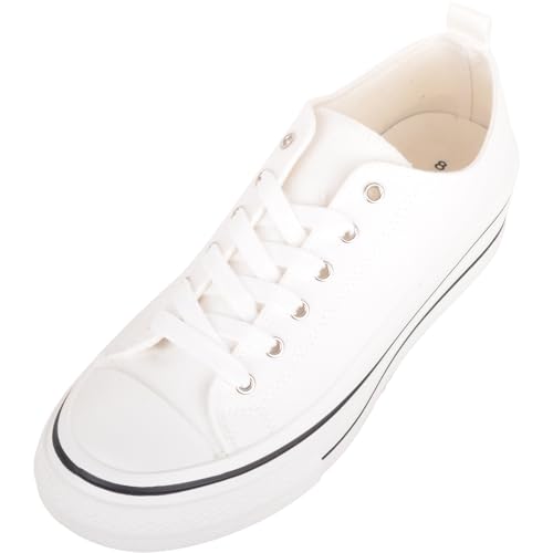 ABSOLUTE FOOTWEAR Niedrige Schnürschuhe aus Segeltuch mit dicker Sohle, weiß, 27 EU ABSOLUTE FOOTWEAR Niedrige Schnürschuhe aus Segeltuch mit dicker Sohle, weiß, 27 EU von ABSOLUTE FOOTWEAR