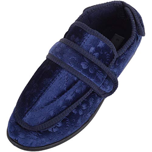 Absolute Footwear Damen Hausschuhe, Velours, mit Mehrzweck-Ripper-Verschluss, Blau - navy - Größe: 37 EU von ABSOLUTE FOOTWEAR