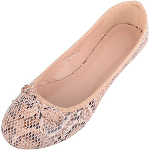 Absolute Footwear Damen Pumpschuhe im Ballerina-Stil mit Schlangenmuster, hautfarben, 36 EU von ABSOLUTE FOOTWEAR