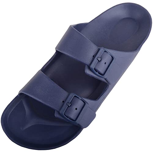 Absolute Footwear Herren-Sandalen zum Hineinschlüpfen, mit zwei Riemen, Schnalle, Sommer, Urlaub, Slider, navy, 42 1/3 EU von ABSOLUTE FOOTWEAR