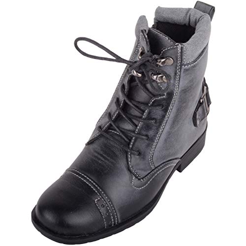 Absolute Footwear Kinder Mädchen Schlupfstiefel Militär Kampfstiefel mit Reißverschluss innen, Schwarz - Schwarz - Größe: 39 1/3 EU von ABSOLUTE FOOTWEAR