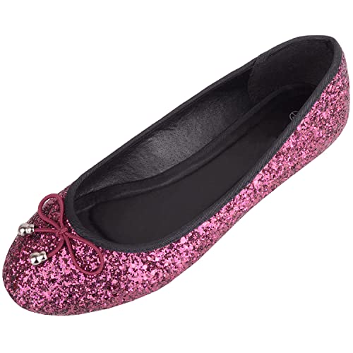 Damen-Pumps zum Hineinschlüpfen, lässig, Party, glitzernd, Ballerina-Stil, magenta, 39 EU von ABSOLUTE FOOTWEAR