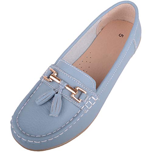 Damen Schlupfschuhe Leder Loafer/Deck/Bootsschuhe/Sandalen, Blau - Babyblau - Größe: 40 EU Damen Schlupfschuhe Leder Loafer/Deck/Bootsschuhe/Sandalen, Blau - Babyblau - Größe: 40 EU von ABSOLUTE FOOTWEAR