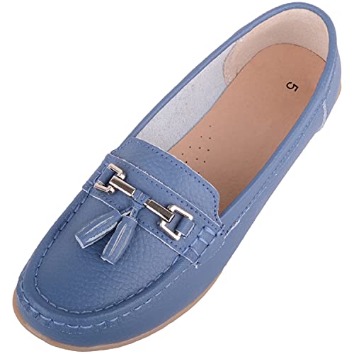 Damen Schlupfschuhe Leder Loafer/Deck/Bootsschuhe/Sandalen, Blau - Denim - Größe: 37 EU Damen Schlupfschuhe Leder Loafer/Deck/Bootsschuhe/Sandalen, Blau - Denim - Größe: 37 EU von ABSOLUTE FOOTWEAR