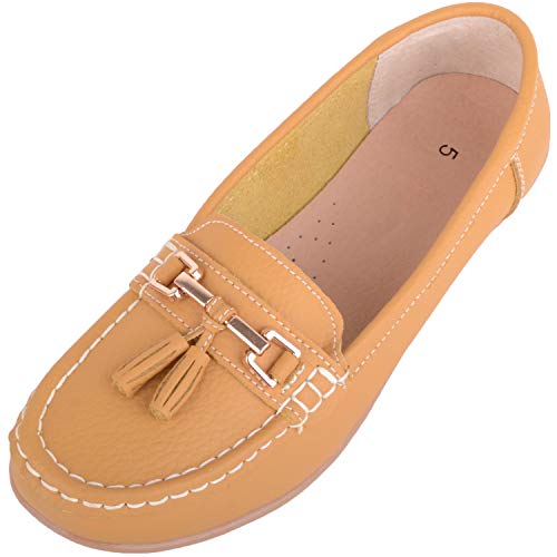 Damen Schlupfschuhe Leder Loafer/Deck/Bootsschuhe/Sandalen, Gelb - senffarben - Größe: 38 EU Damen Schlupfschuhe Leder Loafer/Deck/Bootsschuhe/Sandalen, Gelb - senffarben - Größe: 38 EU von ABSOLUTE FOOTWEAR