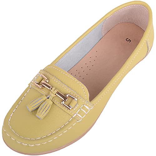 Damen Schlupfschuhe Leder Loafer/Deck/Bootsschuhe/Sandalen, Grün - Lime - Größe: 41 EU von ABSOLUTE FOOTWEAR