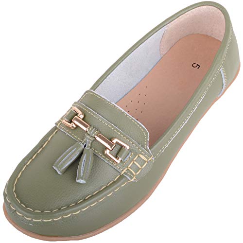 Damen Schlupfschuhe Leder Loafer/Deck/Bootsschuhe/Sandalen, Grün - Mistelzweig - Größe: 41 EU Damen Schlupfschuhe Leder Loafer/Deck/Bootsschuhe/Sandalen, Grün - Mistelzweig - Größe: 41 EU von ABSOLUTE FOOTWEAR