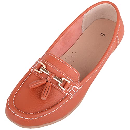 Damen Schlupfschuhe Leder Loafer/Deck/Bootsschuhe/Sandalen, Orange, 40 EU Damen Schlupfschuhe Leder Loafer/Deck/Bootsschuhe/Sandalen, Orange, 40 EU von ABSOLUTE FOOTWEAR
