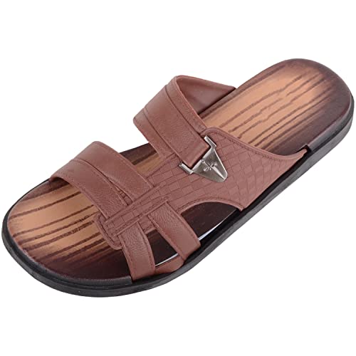 Herren Herren Erwachsene Schlupfsandalen mit offener Zehenpartie und Schnalle, braun, 42 2/3 EU von ABSOLUTE FOOTWEAR