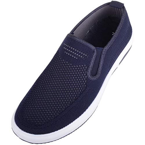 Herren Schlupfschuhe mit Doppelzwickel Freizeit Sport Walking Pumps Turnschuhe Schuhe mit atmungsaktivem Material, Blau - Navy - Größe: 46 EU von ABSOLUTE FOOTWEAR