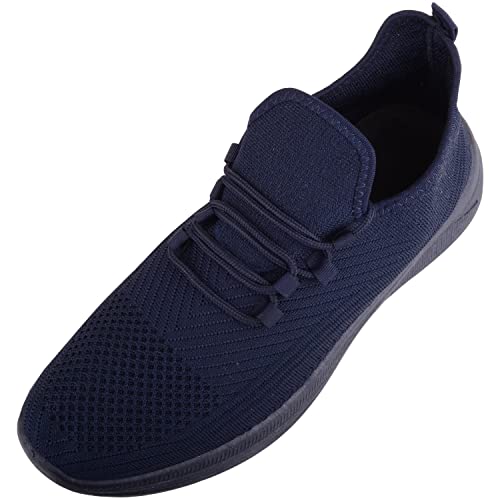 Herren-Sneaker, atmungsaktiv, Netzstoff, flexibel, zum Laufen, zum Schnüren, navy, 45 EU von ABSOLUTE FOOTWEAR