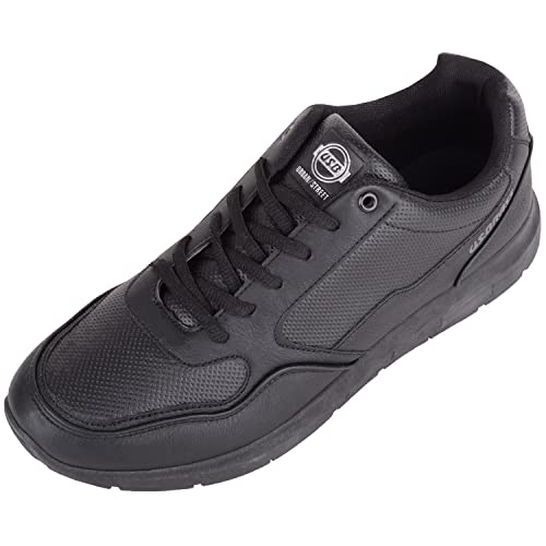 Herren-Sneaker, zum Reinschlüpfen, zum Schnüren, für Sport, Fitnessstudio, Workout, Walking, Laufen, gepolstert, Schwarz , 44 EU von ABSOLUTE FOOTWEAR