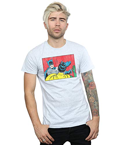 DC Comics Herren Justice League Batman Robin Slap T-Shirt Sport Grau Large von ABSOLUTECULT