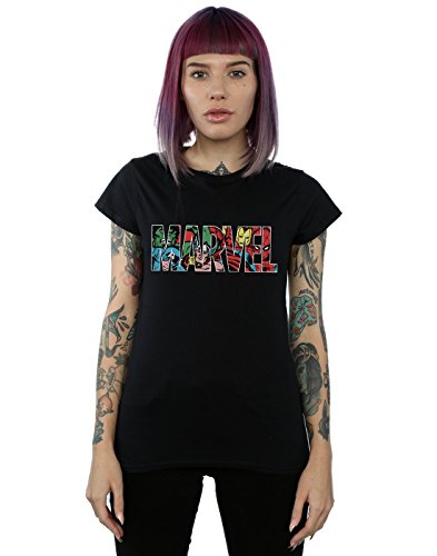 Marvel Comics Damen Logo Character Infill T-Shirt Schwarz Large von ABSOLUTECULT