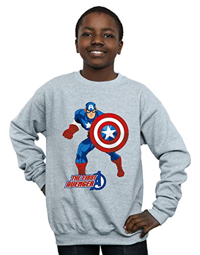 Marvel Jungen Captain America The First Avenger Sweatshirt Sport Grau 5-6 Years von ABSOLUTECULT