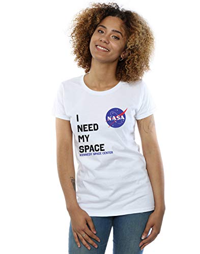 NASA Damen I Need My Space T-Shirt Weiß Medium von ABSOLUTECULT