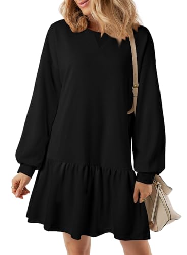 ABYOVRT Damen Pulloverkleid Winter Langarm Rundhalsausschnitt Strickkleid Hohe Taille A-Linie Elegant Kurzkleid Casual Minikleid Sweatshirt Freizeitkleid,Schwarz,L ABYOVRT Damen Pulloverkleid Winter Langarm Rundhalsausschnitt Strickkleid Hohe Taille A-Linie Elegant Kurzkleid Casual Minikleid Sweatshirt Freizeitkleid,Schwarz,L von ABYOVRT