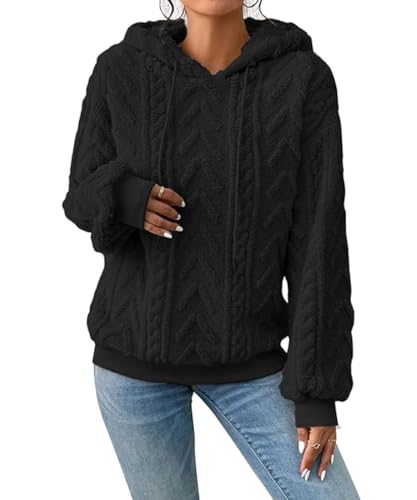 ABYOVRT Hoodie Damen Kapuzenpullover Oversize Langarm Casual Pullover Sweatshirt Teddyfleece Pulli Warm Herbst Winter Hoody Winterjacke Fleecejacke mit Tasche,Schwarz,L ABYOVRT Hoodie Damen Kapuzenpullover Oversize Langarm Casual Pullover Sweatshirt Teddyfleece Pulli Warm Herbst Winter Hoody Winterjacke Fleecejacke mit Tasche,Schwarz,L von ABYOVRT