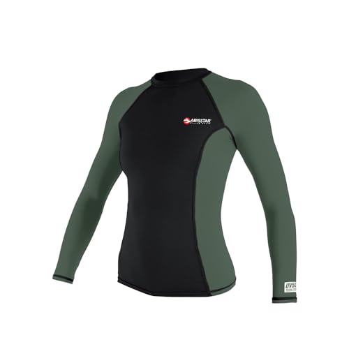 Abysstar Damen Maglia Donna Protettiva Con Maniche Lunghe In Lycra Uv 50+ Rash-Guard-Shirt, schwarz/grün, X-Large von ABYSSTAR