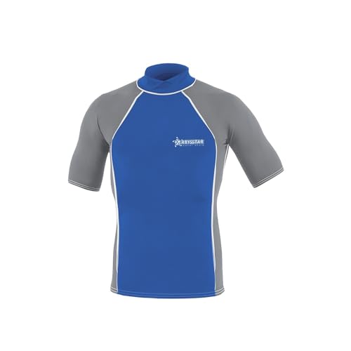 Abysstar Herren Maglia Uomo Protettiva Con Maniche Corte In Lycra Uv 50+ Rash-Guard-Shirt, Blau/Grau, S-M von ABYSSTAR