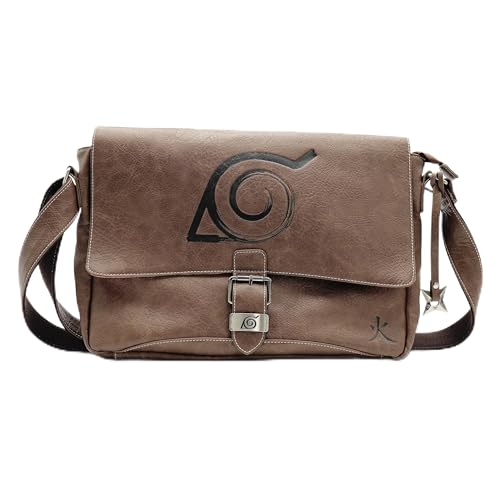 ABYSTYLE Naruto Shippuden Konoha Village Umhängetasche 15x2x12 Anime Manga Taschen Zubehör Merch Geschenk, Braun von ABYSTYLE