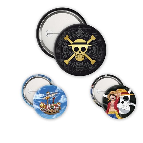 ABYstyle - One Piece Set mit Abzeichen Skull & Luffy, Dimensions : 1 x 5cm de diamètre, 2 x 3,2 cm, Metall von ABYSTYLE