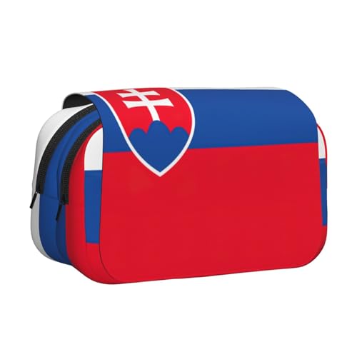 ABYchdd Federmäppchen, Motiv: Flagge der Slowakei, doppeltes Klappetui, Oxford-Stoff-Tasche mit Reißverschlusstaschen, ideales Geschenk von ABYchdd