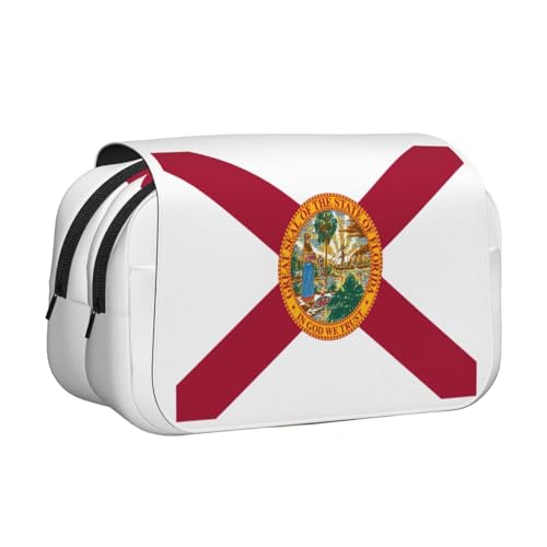 ABYchdd Federmäppchen mit Flaggen-Motiv von Florida, doppeltes Klappetui, Oxford-Stoff-Tasche mit Reißverschlusstaschen, ideales Geschenk von ABYchdd