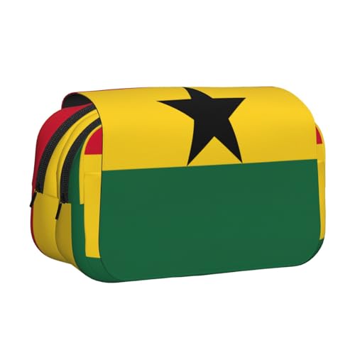 ABYchdd Federmäppchen mit Flaggenmotiv von Ghana, doppeltes Klappetui, Oxford-Stoff-Tasche mit Reißverschlusstaschen, ideales Geschenk von ABYchdd