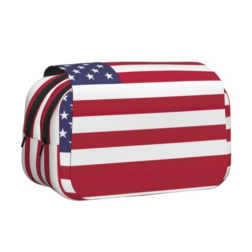 ABYchdd Federmäppchen mit amerikanischer Flagge, doppeltes Klappetui, Oxford-Stofftasche mit Reißverschlusstaschen, ideales Geschenk von ABYchdd