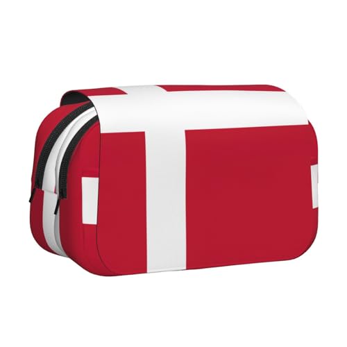 ABYchdd Federmäppchen mit dänischer Flagge, doppeltes Klappetui, Oxford-Stofftasche mit Reißverschlusstaschen, ideales Geschenk von ABYchdd