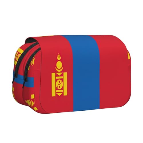 ABYchdd Federmäppchen mit mongolischer Flagge, doppeltes Klappetui, Oxford-Stofftasche mit Reißverschlusstaschen, ideales Geschenk von ABYchdd