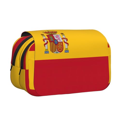 ABYchdd Federmäppchen mit spanischer Flagge, doppeltes Klappetui, Oxford-Stofftasche mit Reißverschlusstaschen, ideales Geschenk von ABYchdd