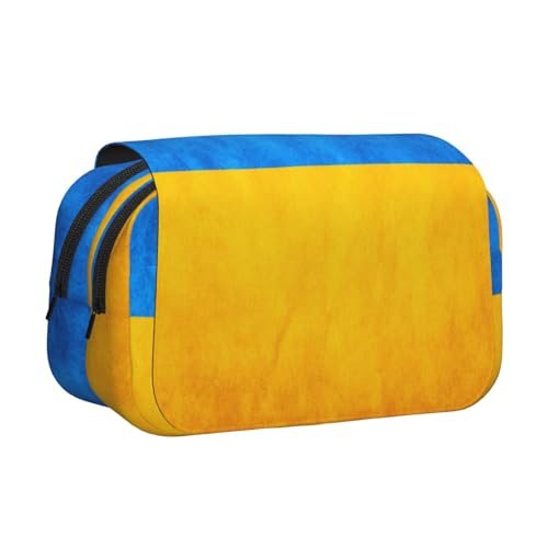 ABYchdd Federmäppchen mit ukrainischer Flagge, doppeltes Klappetui, Oxford-Stoff-Tasche mit Reißverschlusstaschen, ideales Geschenk von ABYchdd