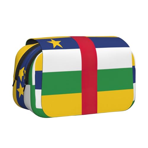ABYchdd Federmäppchen mit zentralafrikanischer Flagge, doppeltes Klappetui, Oxford-Stofftasche mit Reißverschlusstaschen, ideales Geschenk von ABYchdd