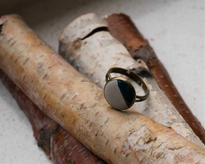 Ring Aus Schmuck-Beton | Bronze & Blau von ABartKunstfuchs