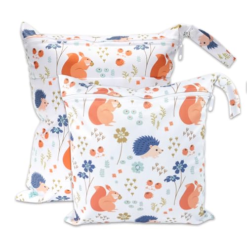 ABirdon 2 Stück Wetbag Kindergarten Nasstasche Windeltaschen Reißverschluss, wasserdicht, waschbar, Wetbag Organizer für Kleinkind-Windeln, Reisen, Gym, Strand und Pool von ABirdon