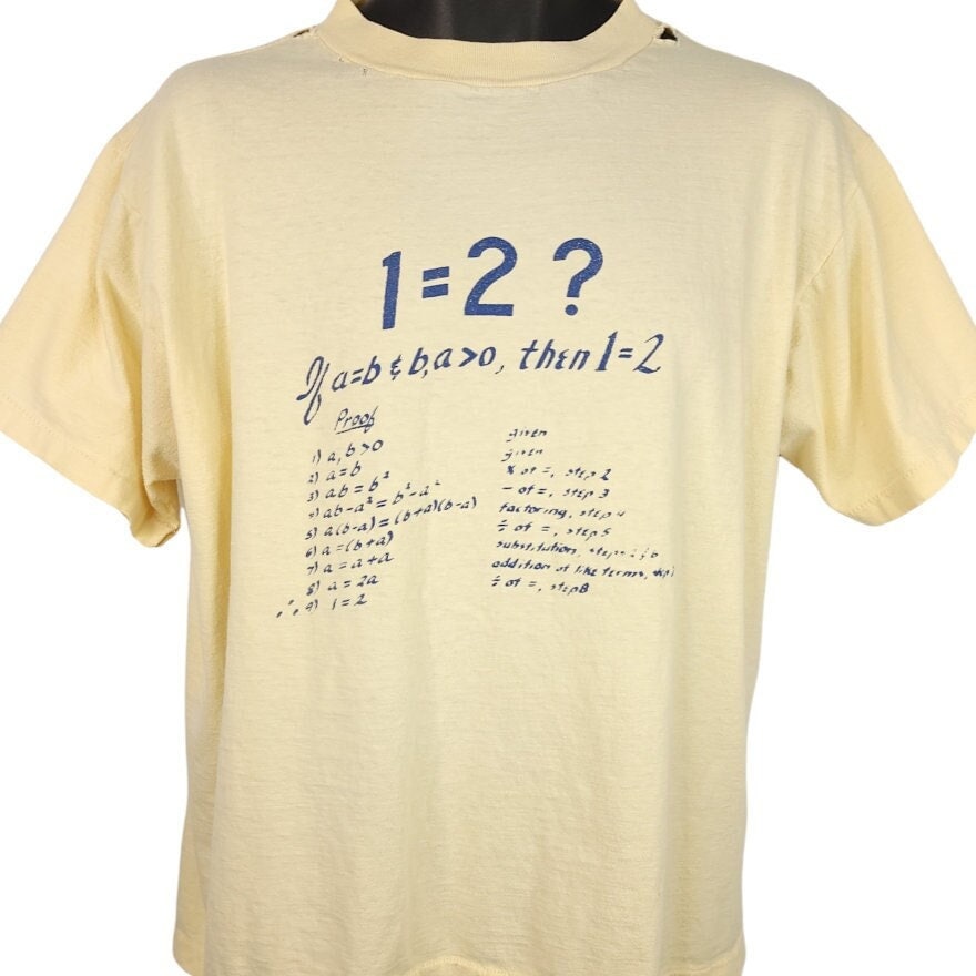 1=2 Falsche Beweis T Shirt Vintage 80Er Jahre Mathematik Fallacy Herren Größe Groß von ABoutiqueForHim