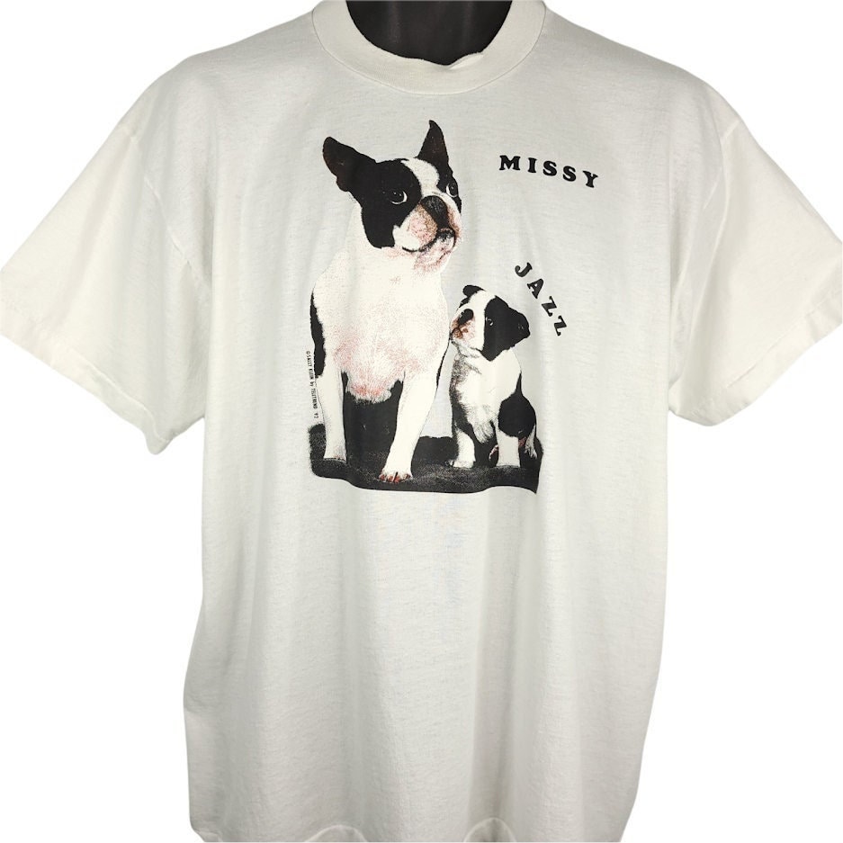 Boston Terrier T Shirt Vintage 90Er Jahre Hundeliebhaber Welpe Missy Jazz Made in Usa Herren Größe Xl von ABoutiqueForHim