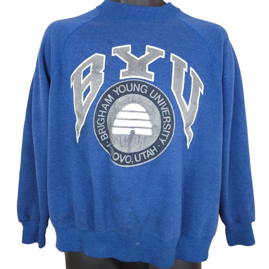 Byu Cougars Sweatshirt Vintage 80Er Brigham Young University Ncaa Made in Usa Herren Größe Groß von ABoutiqueForHim