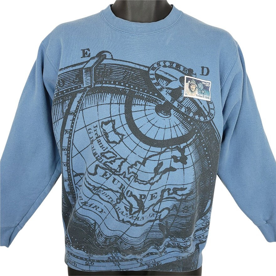 Globus Sweatshirt Vintage 80Er Jahre Richard E Byrd Explorer Made in Usa Herren Größe Klein von ABoutiqueForHim