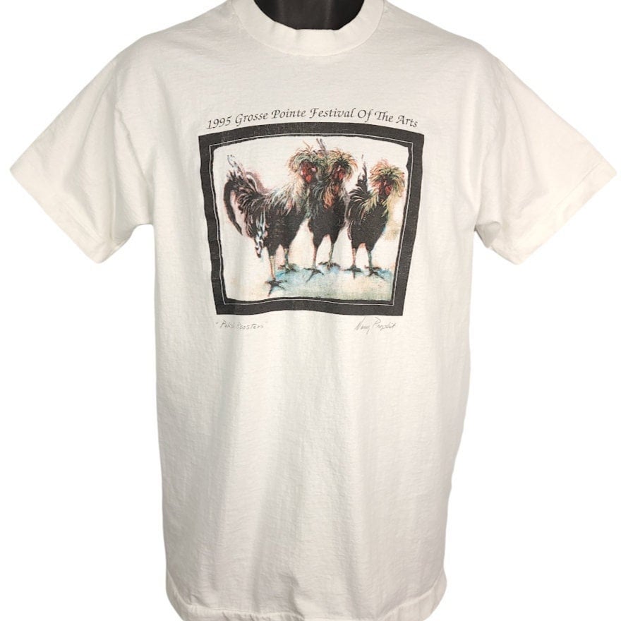 Grosse Pointe T Shirt Vintage 90Er Jahre 1995 Festival Of The Arts Polish Roosters Made in Usa Mens Size Medium von ABoutiqueForHim