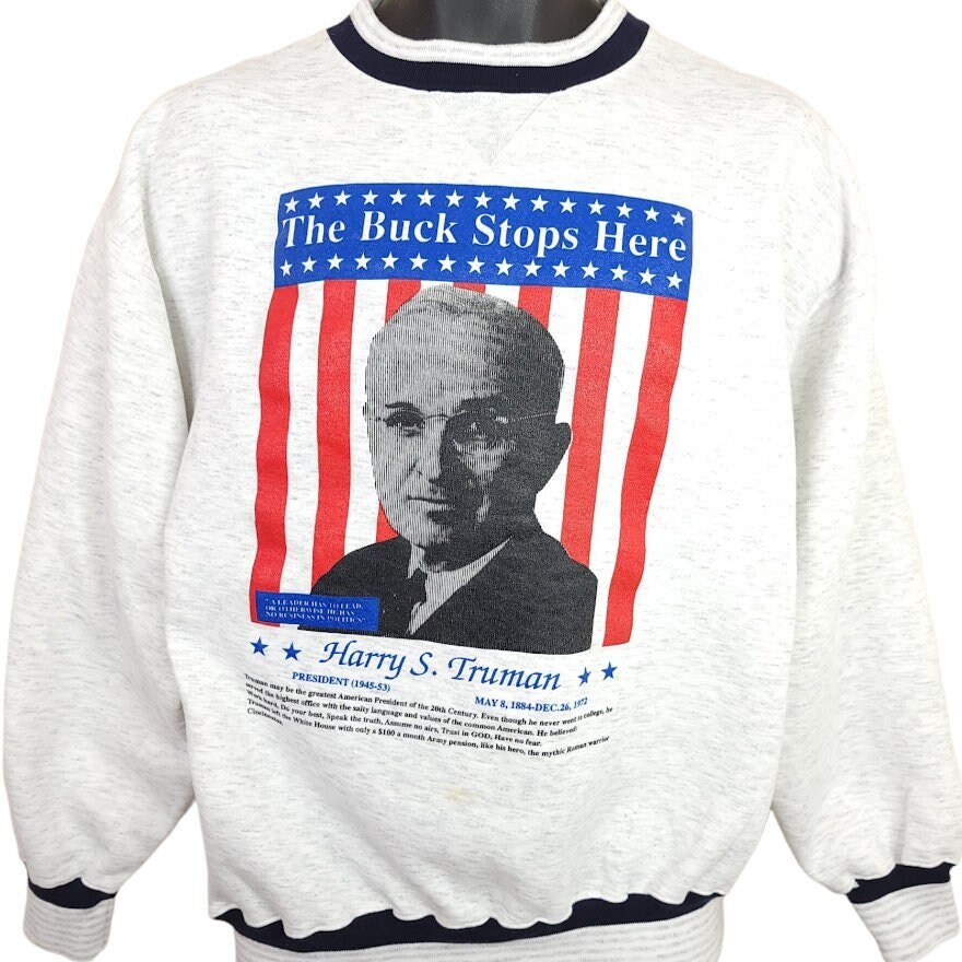 Harry S Truman Sweatshirt Vintage 90Er Jahre The Buck Stops Hier Made in Usa Herren Größe Large von ABoutiqueForHim