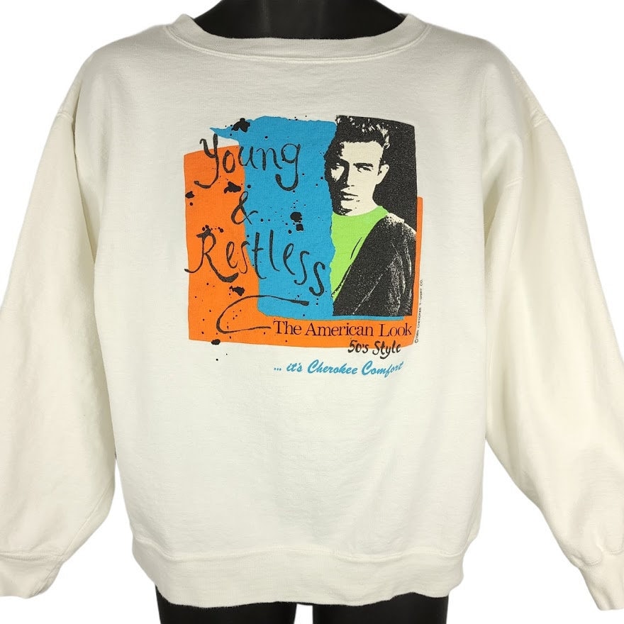 James Dean Jung & Restless Sweatshirt Vintage 80Er Jahre Cherokee 50S Style Herren Größe L von ABoutiqueForHim