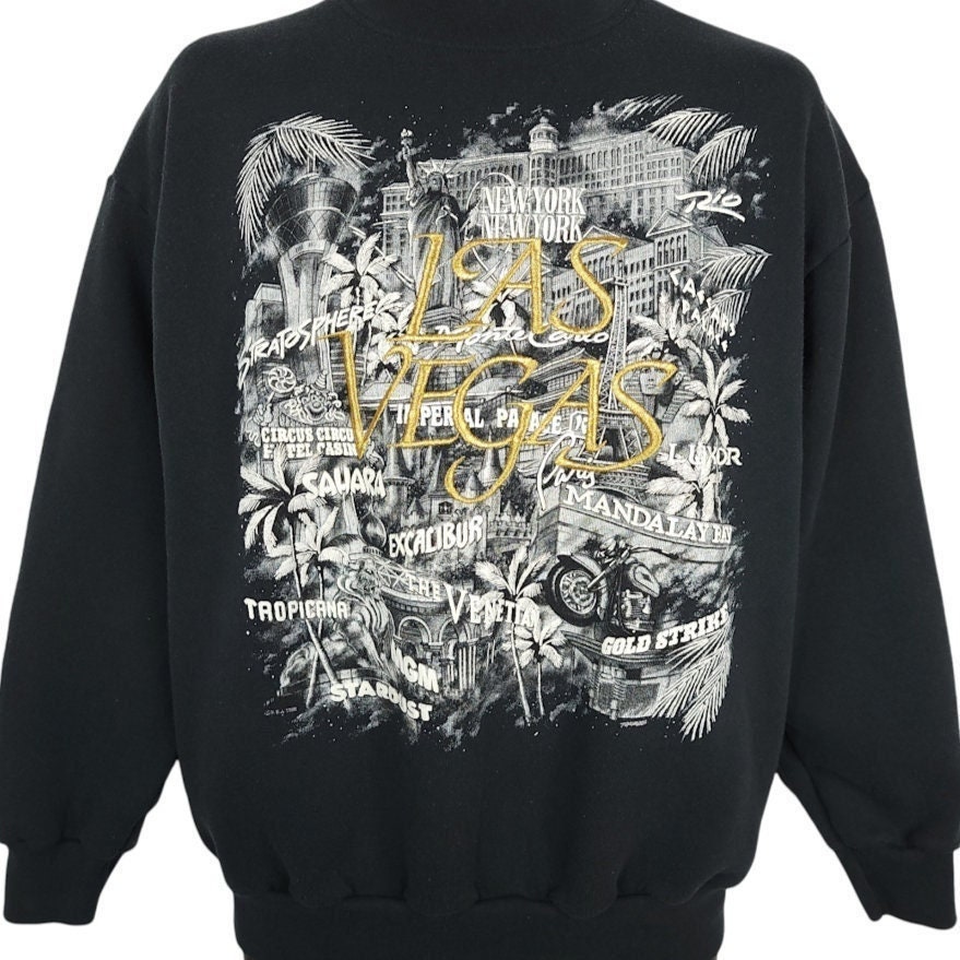 Las Vegas Streifen Sweatshirt Vintage 90Er Jahre Casino Nachtleben Bestickt Herren Größe Groß von ABoutiqueForHim