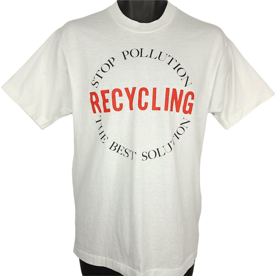 Recycling T Shirt Vintage 90Er Jahre Stopp Verschmutzung Save The Earth 50/50 Made in Usa Herren Größe Medium von ABoutiqueForHim