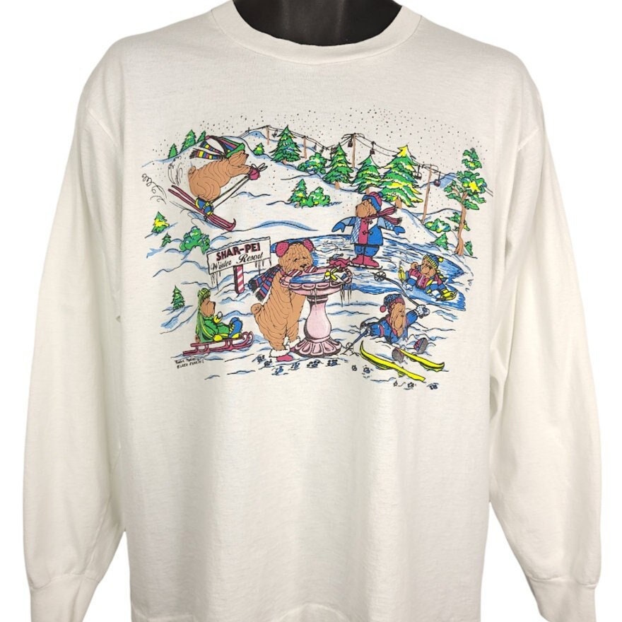 Shar Pei Winter Resort T Shirt Vintage 90Er Jahre Downhill Ski Made in Usa Herren Größe Groß von ABoutiqueForHim