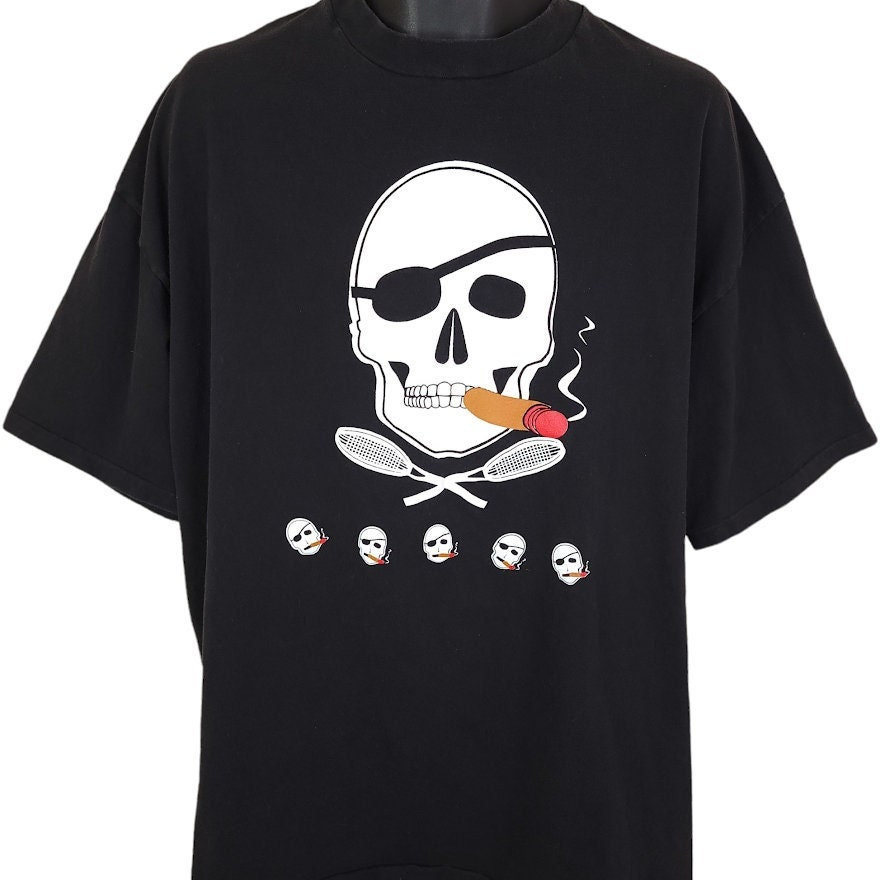 Totenkopf Crossbones Lacrosse T Shirt Vintage 90Er Jahre Piraten Zigarre Made in Usa Herren Größe 2xl von ABoutiqueForHim