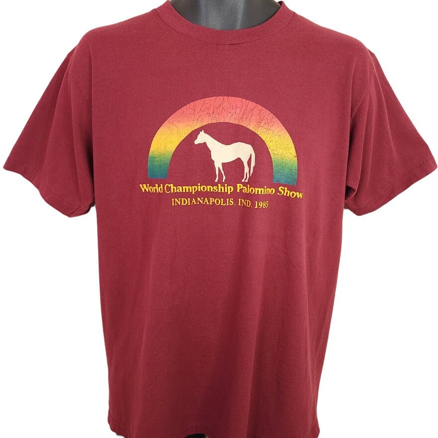 Weltmeisterschaft Palomino Show T Shirt Vintage 80Er Jahre Regenbogen Pferd Made in Usa Herren Größe Groß von ABoutiqueForHim