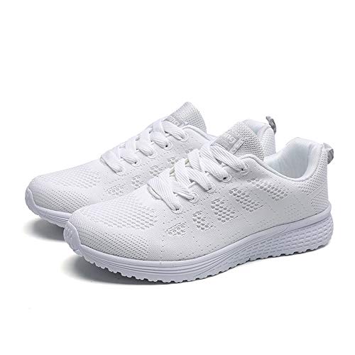 Freizeitschuhe Damen Laufschuhe Weiche Turnschuhe Atmungsaktiv Sportschuhe Loafers Laufschuhe Outdoor Schuhe Sneaker Frauen Sommer Flache Schuhe,ABsoar (38.5 EU, Weiß C) von ABsoar Sneaker